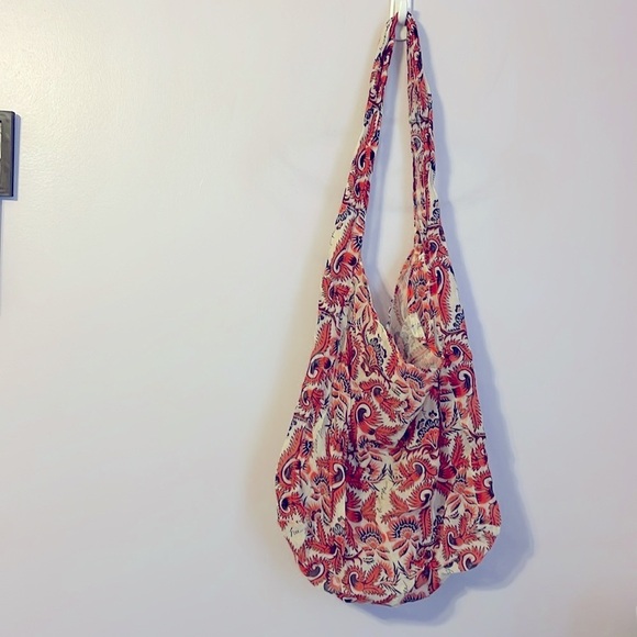 Free People Gauzy Lightweight Hobo Shopping Bag Purse Tote OS Paisley Floral - Picture 1 of 13